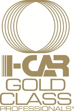 Logo of I-Car Gold Class Professionals, featuring a stylized design emphasizing automotive excellence and training