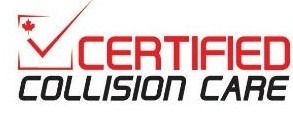 Certified Collision Care logo featuring a stylized car silhouette and text emphasizing quality and certification in auto repair