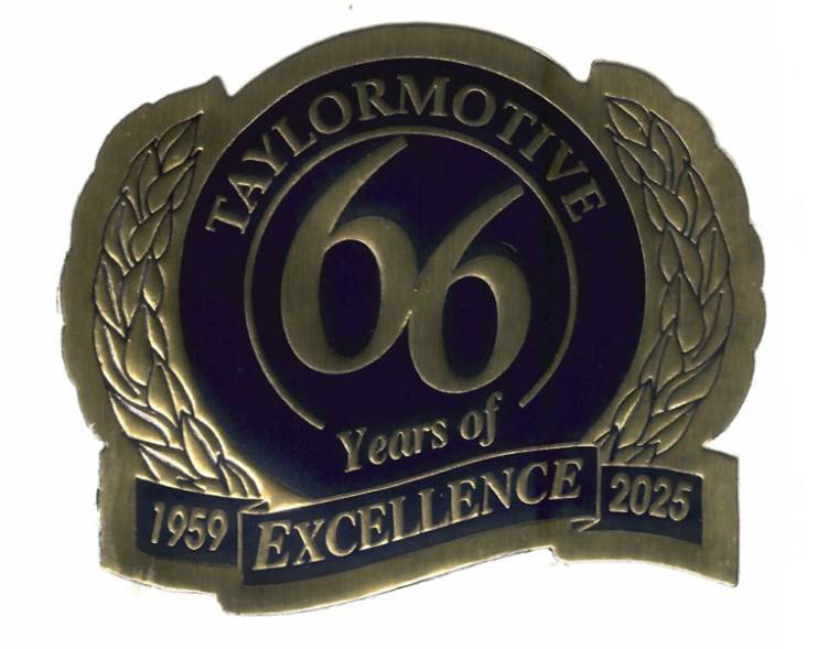 Badge displaying "66 Years of Excellence" in a decorative design, symbolizing a long-standing commitment to quality